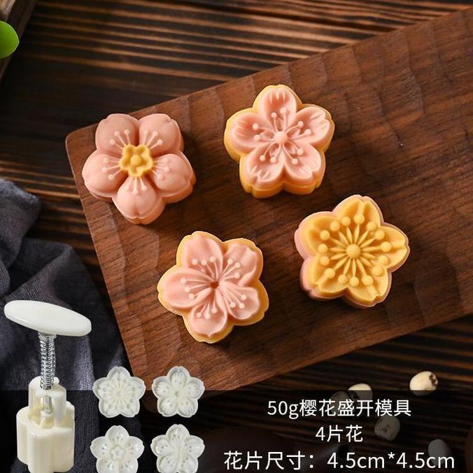Bingbung- Cetakan Mooncake 50Gr Motif Terbaru/ Cetakan Mold Kelinci Bunga Lucu
