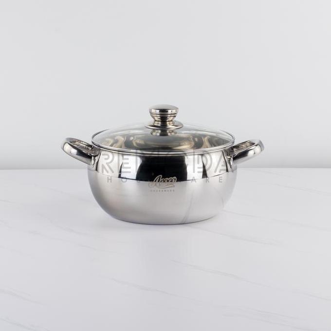 Terpopuler- Agogo Soup Pot Panci Sup Ukuran 20-24Cm Stainless Steel Silver & Gold