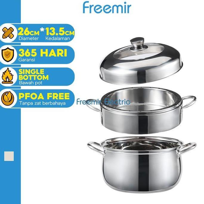 Terpopuler- [Crehom] Freemir Panci Kukus Nasi 20 Menit Kukusan 2 Susun Stainless Masak Bolu Lebih Ce