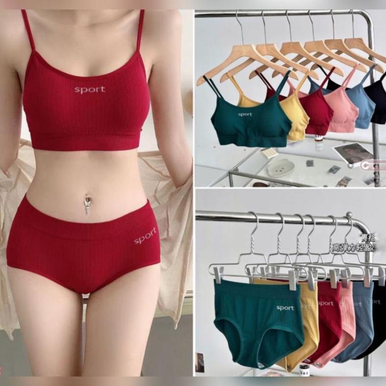 (BR-12) Bra set setelan olahraga wanita Bra dan CD set Bra set CD set sport bra set