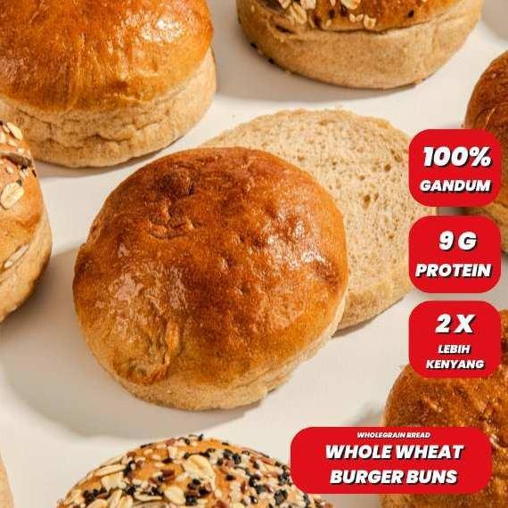 Cod,Bisa- Roti Burger Gandum Vegan / Burger Buns Stronghold Bakery