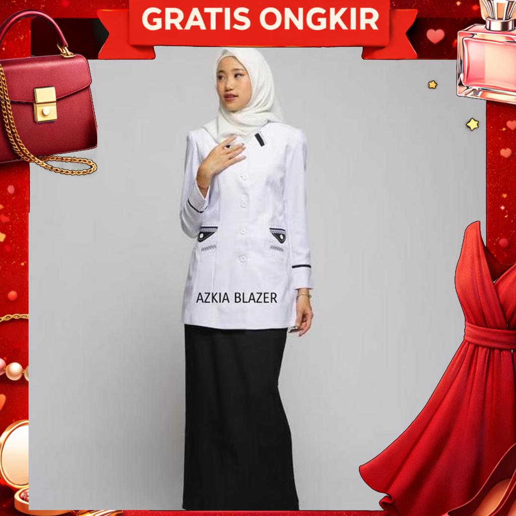 Blazer Putih Wanita,Atasan Putih P3K,Baju Pns Wanita Putih,Baju Blazer