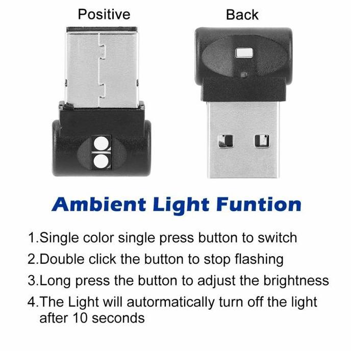 Bycle- Lampu Led Usb Rbg Sensor Cahaya Interior Mobil/Lampu Dekorasi Car
