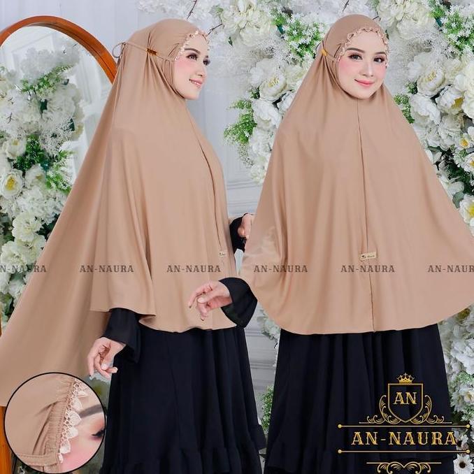 Terpopuler- Jilbab Aura Jumbo Kerut Renda Tali  - Jilbab Renda Tali Viral - Bergo Maryam Jumbo Kerut