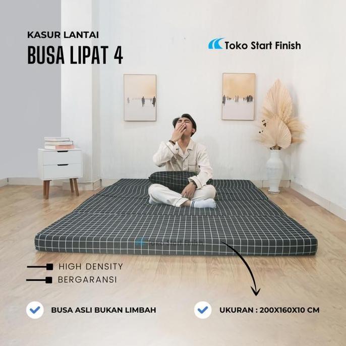 Lansungkirim- Kasur Lipat 4 Tebal 10Cm Uk. 200 X 160 X 10 Patah / Kasur Lipat / Kasur Matras Busa Fu