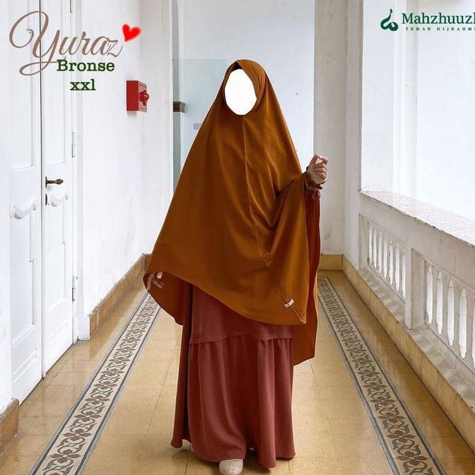 Terpopuler- Yuraz Pad Anthem Khimar Cutting V Kerudung Bergo Wolfis Premium Mahzhuuzh Khimar Panjang