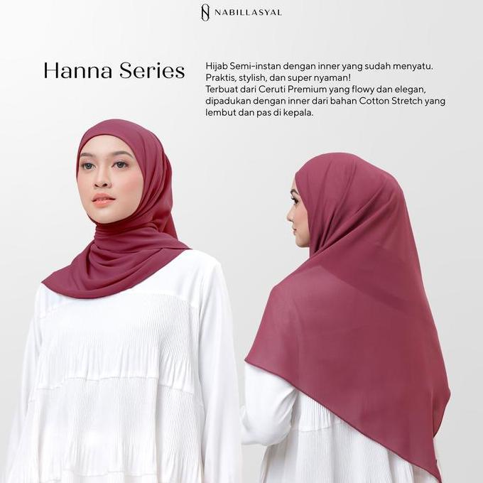 Terpopuler- Nabillasyal | Hijab Segiempat Inner 2 In 1 | Hijab Semi-Instant | Ceruti | Hanna Series