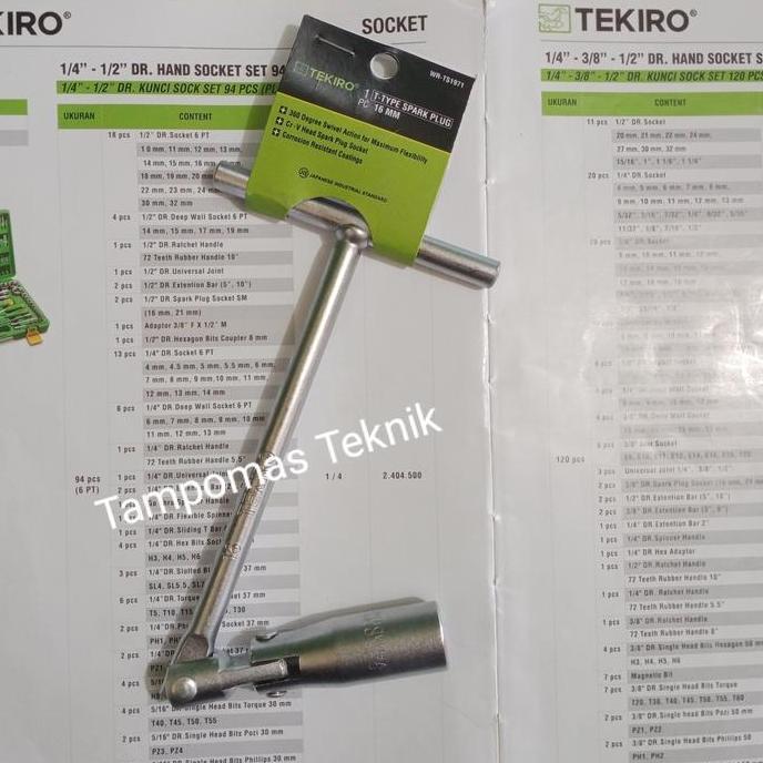 Alatlengkap- Kunci Busi 16Mm Tekiro Model T Flexible Kunci Busi Mobil Motor Tekiro