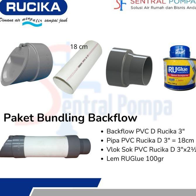 Serbaledeng- Paket Backflow Rucika 3" X 2 1/2" Back Flow Valve Pvc 3 X 2,5 Inch