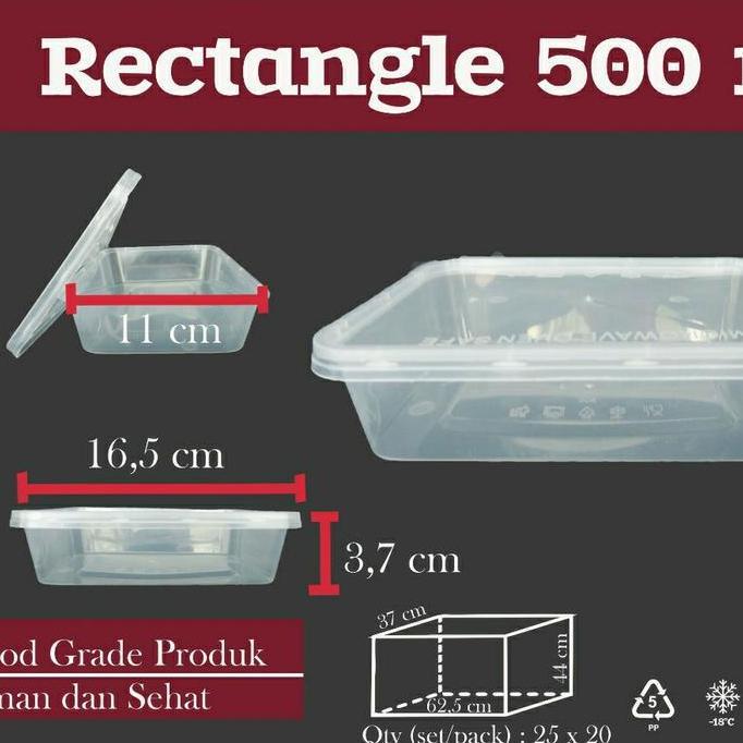 [DUS] Thin wall rectangle 500 ml/ kotak makan plastik isi 500 pcs