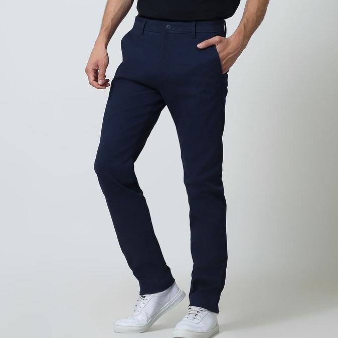 EDWIN JEANS - Celana Panjang Chinos Pria Slim Fit FERANDO DARK NAVY Celana Chino Pria Selvedge Accen