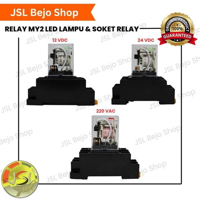 Promo Relay MY2 12V DC / 24V DC / 220V AC + Soket Relay + LED Indicator | Relay 8 Pin Coil Diskon