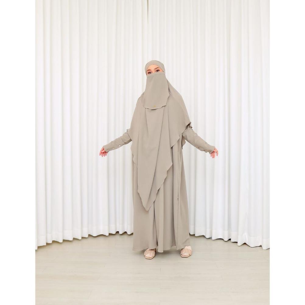 Tahan Lama Umroh Set - Gamis Umroh Abaya Set Kerudung - Kheva Mauza