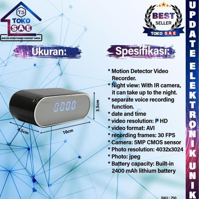 Camera Cctv Desk Clock Z10 Kamera Wifi Jam Meja Wireless Full Hd 1080P Night Vision Motion Detection