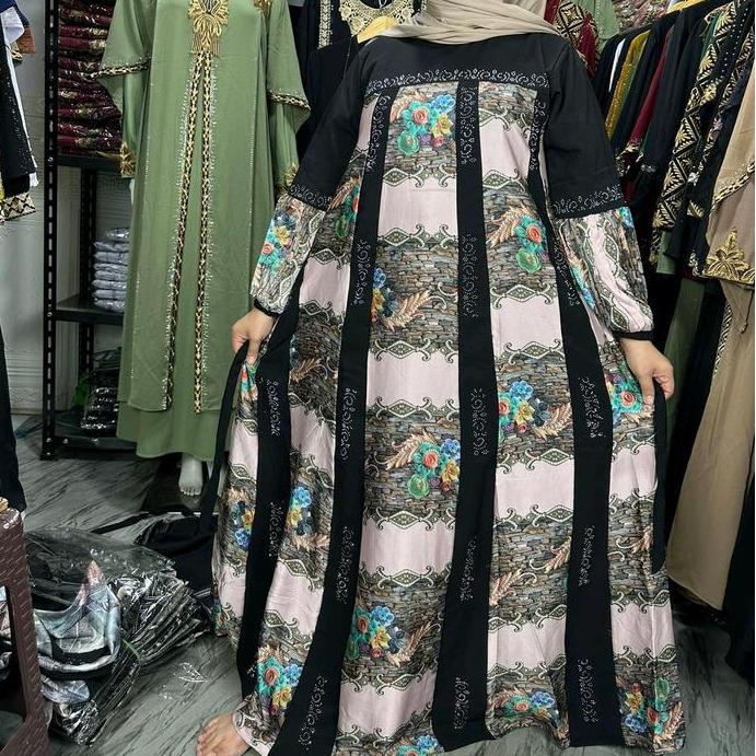 Abaya premium gamis nikmah silk jet black terbaru co saat live Mewah Motif Muslim Kombinasi
