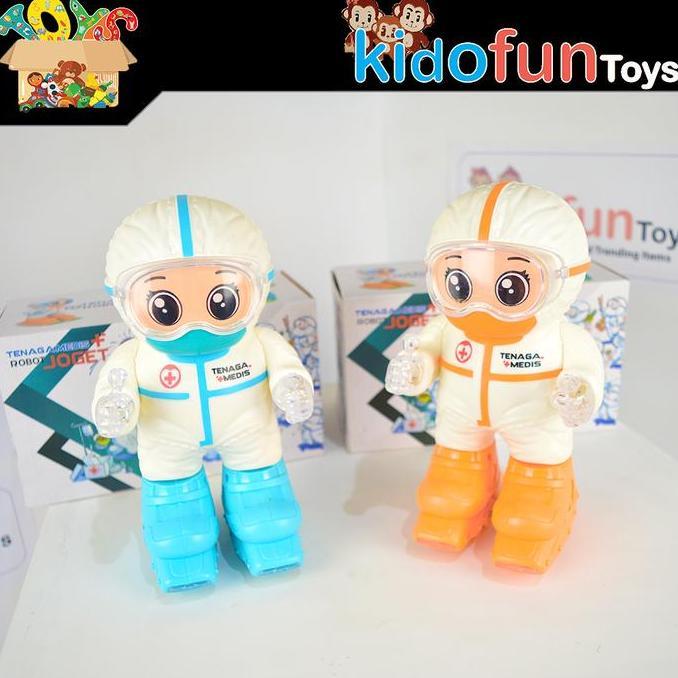 TERBARU COD Dancing Robot Dokter Mainan Anak Tenaga Medis Bisa Jalan Berputar 360 ada Musik dan Lamp