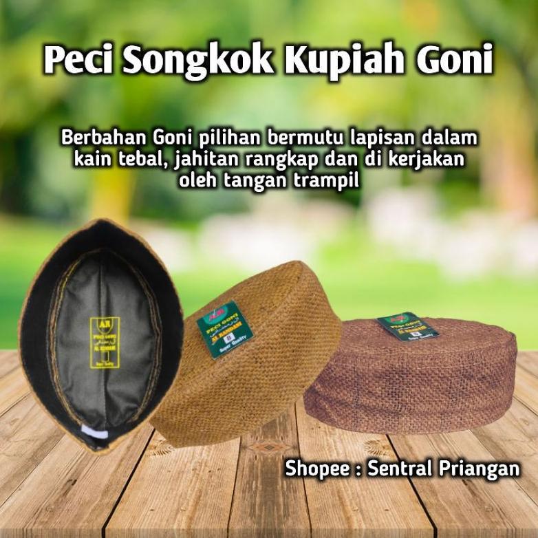 PECI SONGKOK KOPIAH GONI KLASIK / PECI GONI / SONGKOK GONI / KUPYA GONI / PECI UNIK BAHAN GONI