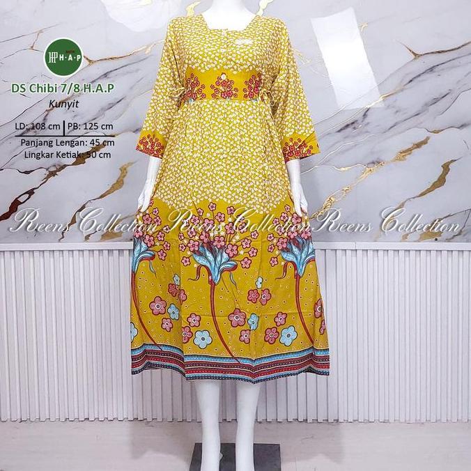 Terpopuler- Batik H.A.P Daster Chibi Lengan 7/8 | Daster Panjang Semata Kaki Tali Pinggang Busui 3 K