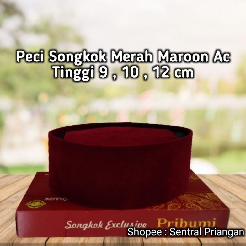 PECI MERAH BETAWI SONGKOK SI PITUNG MERAH MAROON TINGGI 9CM 10CM 12 PECI PRIA KOPIAH SANTRI
