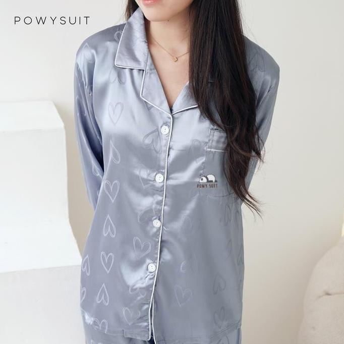 Terpopuler- Yx  Love  Powysuit Baju Tidur Wanita Lengan Panjang Celana Panjang Motif Love Lembut Set