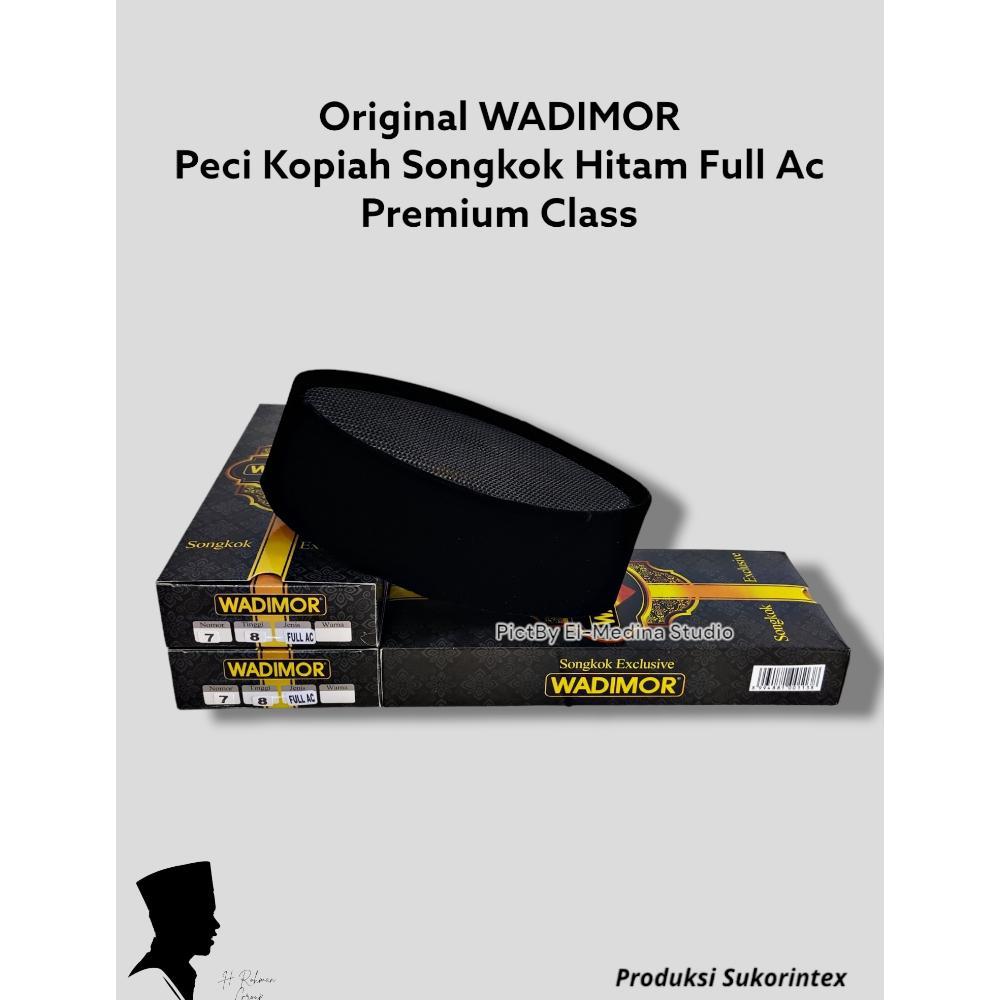 Peci Kopiah Songkok Hitam Wadimor Motif Full AC Songkok Hitam Beludru Halusan