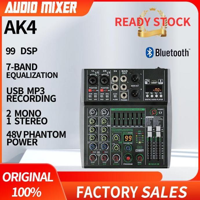 Jaminbagus- Aibedo Ak 4 /6/8 Saluran Mixer Audio Profesional Dapat Dihubungkan Ke Catu Daya Mobil 12