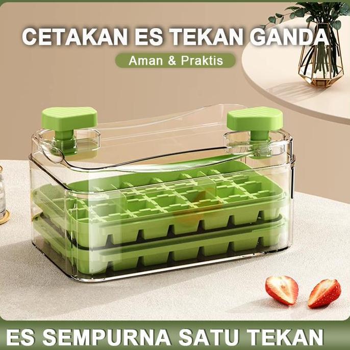 JC Ice Cube Maker 28 Grid Cetakan Es Batu Kristal Transparan, Pembuat Es Batu Mini Praktis, Tempat E
