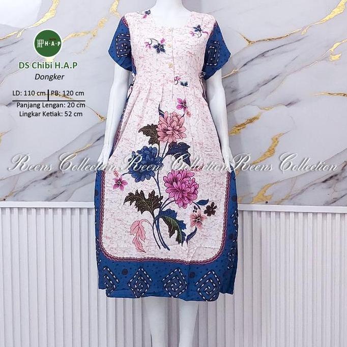 Terpopuler- Batik H.A.P Daster Chibi Lengan Pendek Ld Standar | Daster Panjang Semata Kaki 3 Kancing
