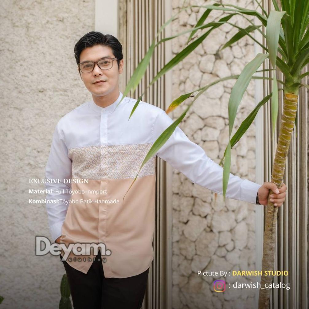 PREMIUM BAJU KOKO PRIA DEWASA LENGAN PANJANG FULL TOYOBO PREMIUM CREAM