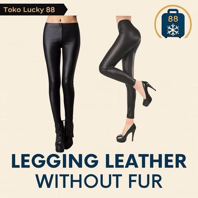 Yurima- Import Celana Legging Kulit (No Velvet/Bulu) Hitam Wanita Dewasa Panjang Dalaman