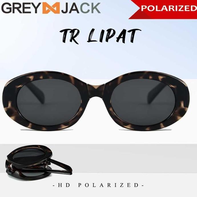 Terpopuler- Grey Jack Kacamata Sunglasses Hitam Lipat Anti Uv400 Polarized Style Wanita Oval Trandy 