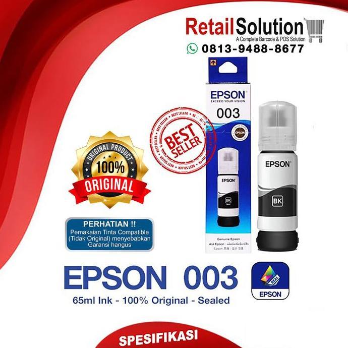 Solid- Tinta Epson 003 Black - Tinta Printer Hitam L1110 L3110 L3150 L5190