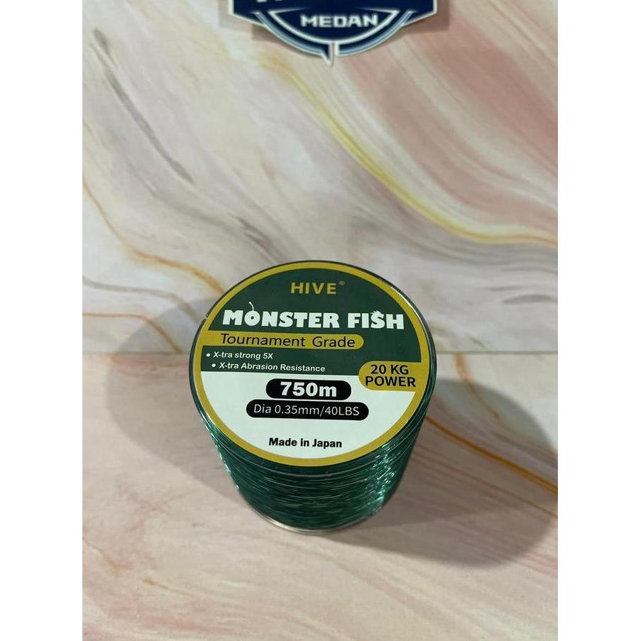 Hive Monster Fish Senar Pancing Kuat 500M-1800M Bahan Nilon Impor Japan Max Drag 6-30Kg