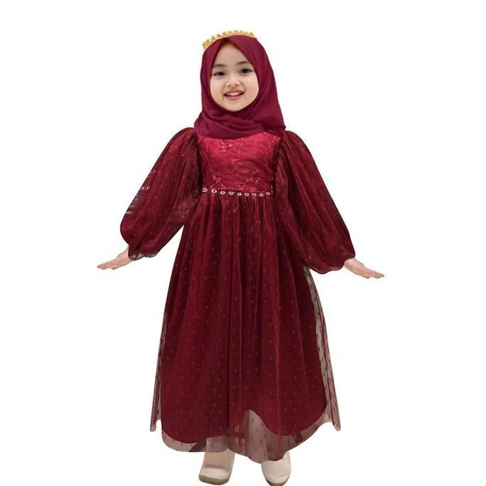 Colkid- Gamis Anak Perempuan Ellisa 2-11Tahun / Gamis Anak Perempuan Model Baru 2024 / Gamis Lebaran