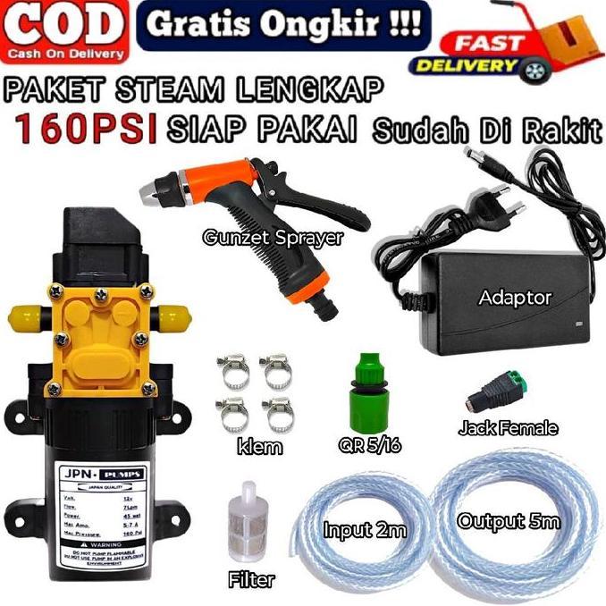 Carecar- Paket Steam Cuci 160Psi/ Alat Cuci Tekanan Tinggi / Paket Lengkap Cuci Motor / Mobil / Ac /