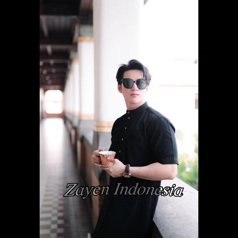 OOTD Jubah Gamis Pria Slimfit Lengan pendek jubah zayen hitam jubah pria muslim jubba model terbaru 