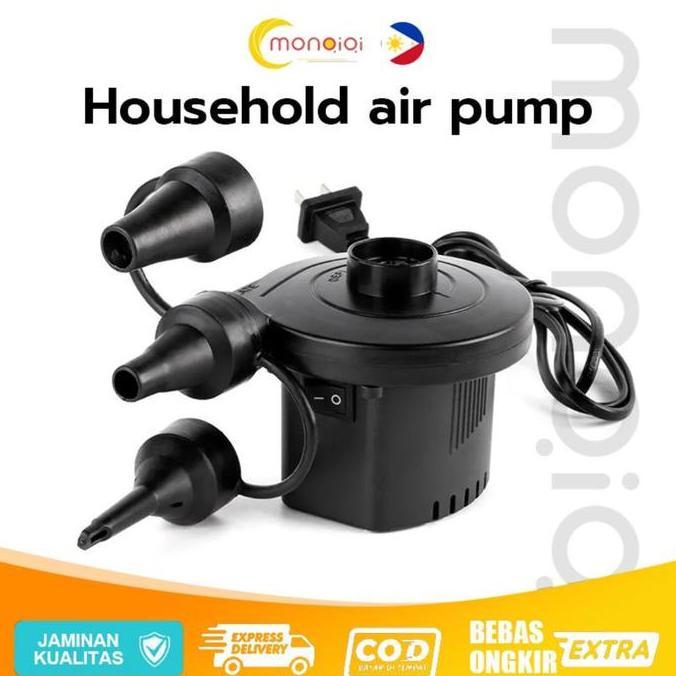 DORMINO Pompa Angin Listrik 3 katup kepala Pompa Kasur Angin Elektrik Pompa Angin Elektrik Mini Elec