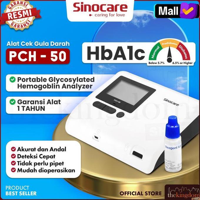 CARMANELO Sinocare PCH-50 Portable Glycosylated Hemoglobin Analyzer HbA1c Alat Cek Gula Darah Blood 