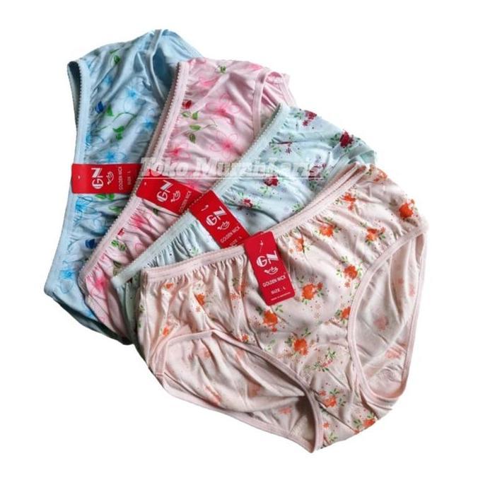 Celana Dalam Wanita Lusinan Golden Nick Sablon Kembang Cd Cewek Motif Bunga Harga Grosir Bahan Katun