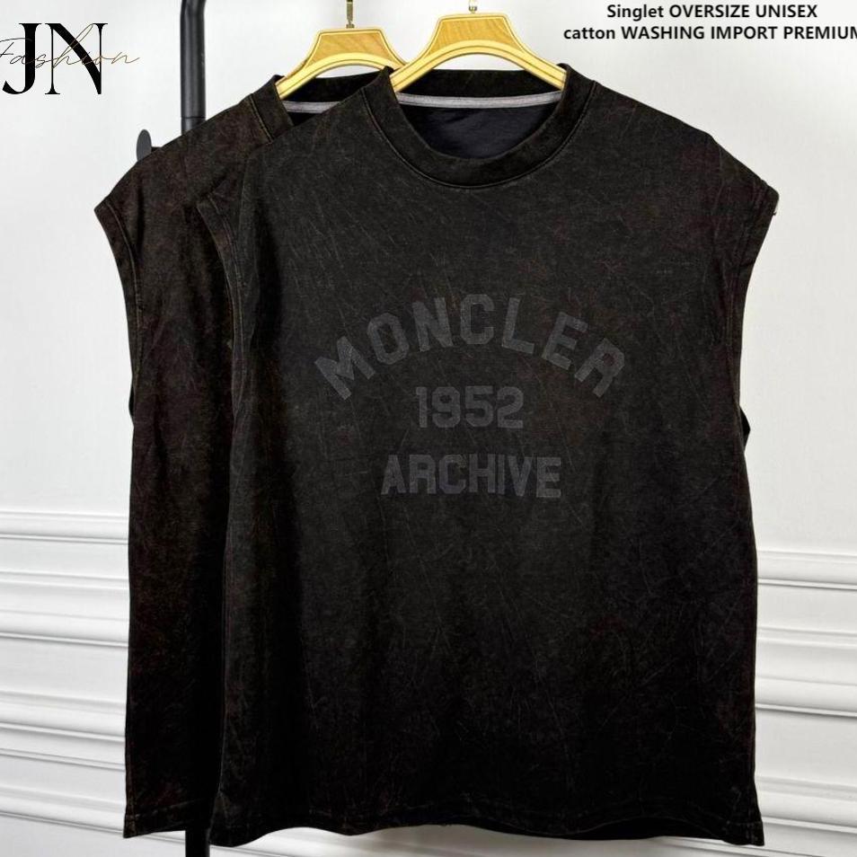 Premium Saless Jn-Fashion | Singlet Ovesize Pria Wanita Moncler-Balen-Gap - Kaos Tanktop Hitam Washi