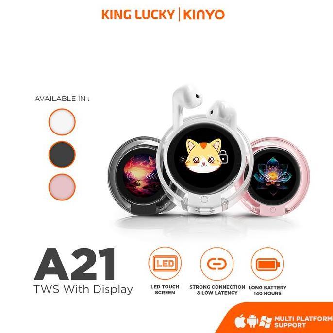 Kinglucky A21 Tws Wireless Bluetooth 5.4 With Mini Led Full Color Screen | Earphone Tws Touch Screen