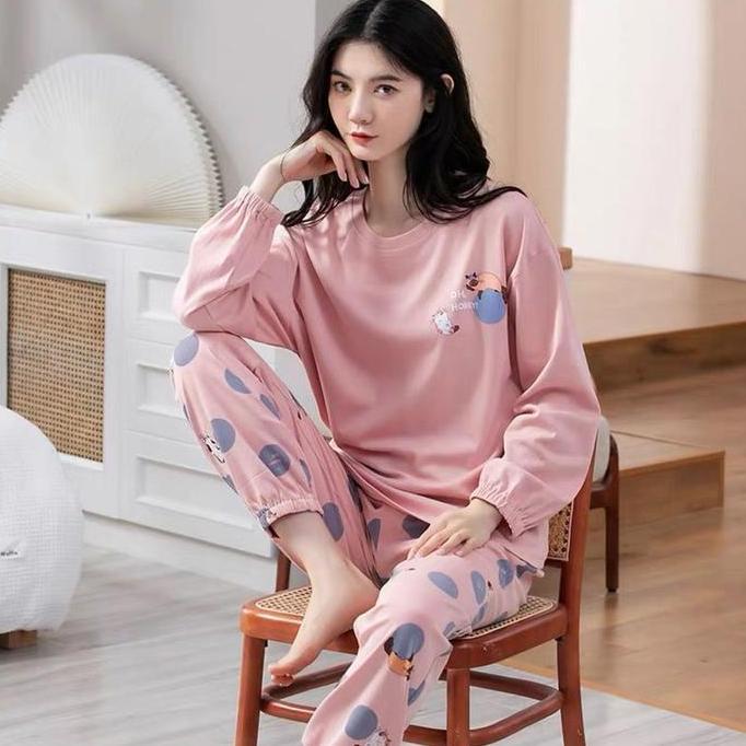 Sleepoi- Jc- Stelan Oversize Jogger Pp / Piyama Oversizee Import / Piyama Wanita Korean Style Kaos C