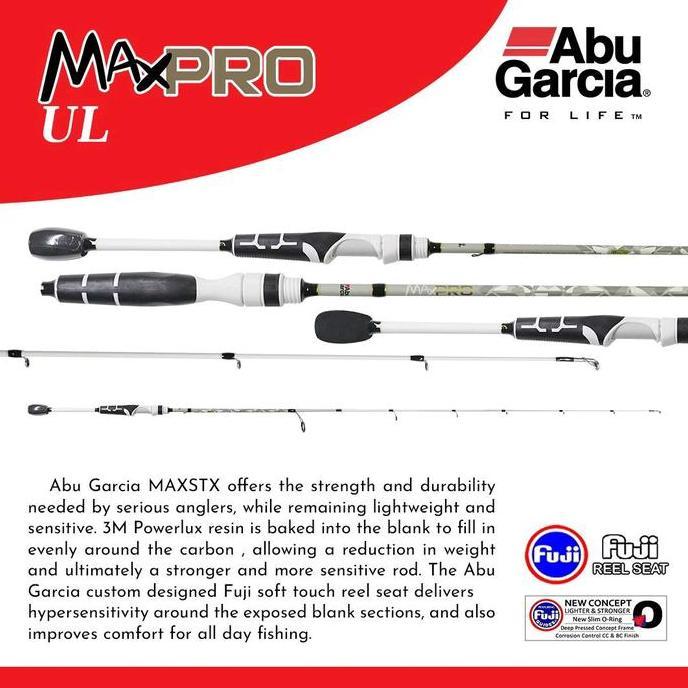 Abu Garcia Joran Pancing Spinning Dan Baitcasting Max Pro 180Cm - 210Cm Sambung 2 Carbon Full Fuji U
