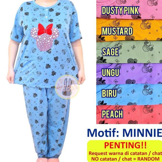 Sleepoi- Baju Tidur Dewasa Cp Xxl Jumbo Kaos Setelan Piyama Wanita Celana Panjang Tangan Pendek Baby