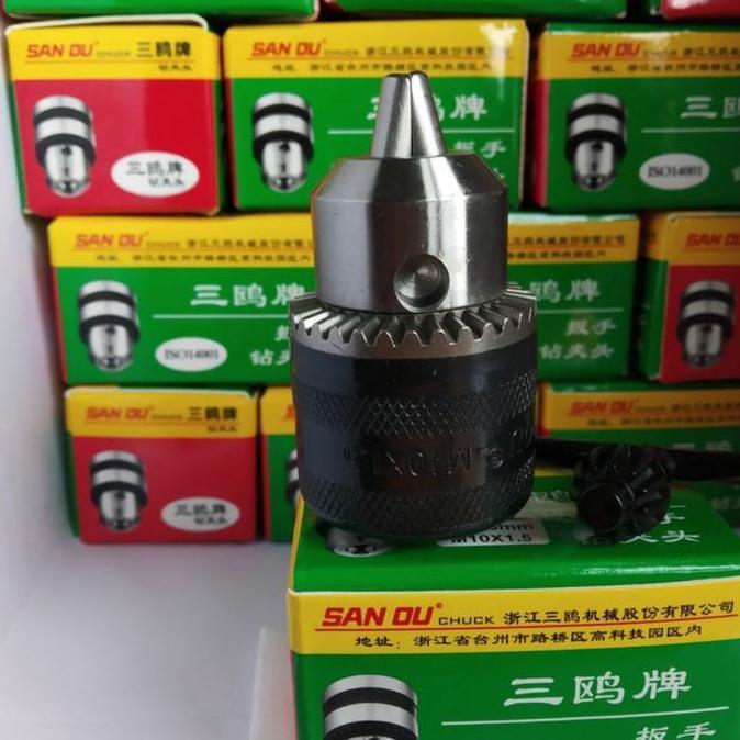 Ironday- Kepala Chuck Bor 10Mm Keyless Perkakas Bor Tangan - Drill Chuck Dapat 1 Mata Bor Beton 6Mm