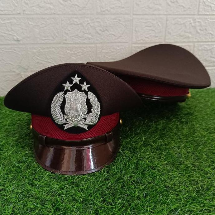 Topi Pet PDU Bintara POLRI / Pet Coklat Bintara Polri / Pet PDU Coklat Bintara Polri