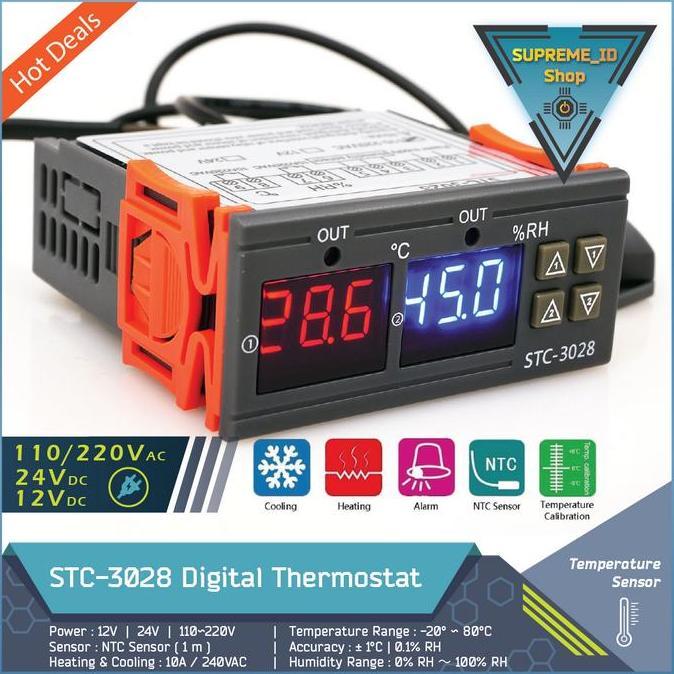 Irontime- Stc-3028 Thermostat Hygrostat Temperature Humidity Controller Stc3028