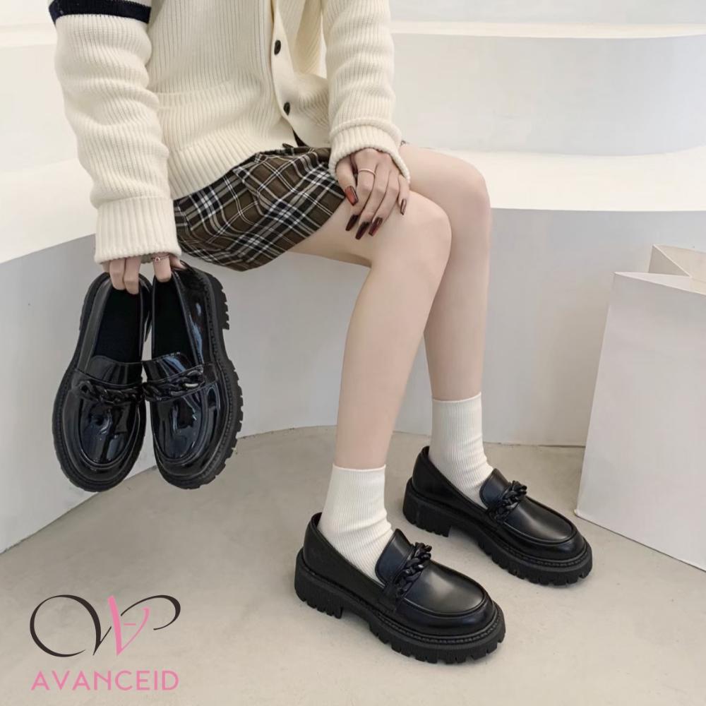 BIG SALE AVANCEID 1909 LOAFERS SEPATU SNEAKERS WANITA KERJA DOCMART HITAM