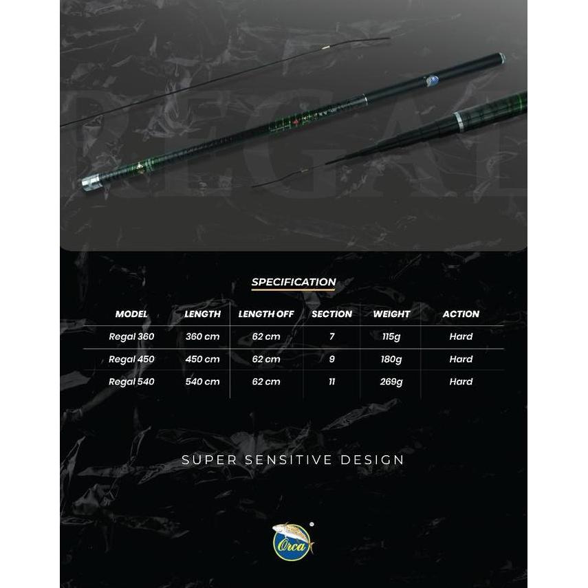 Joran Tegek Orca Regal 360 450 540 Bahan Carbon