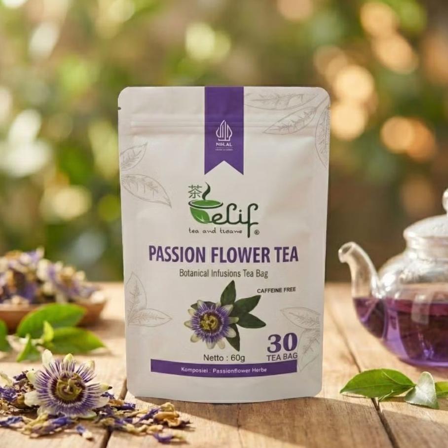 ELIF TEA AND TISANE Passion Flower Tea | Anxiolytic, Sedative, Sleep & Relax | 30 Tea Bag